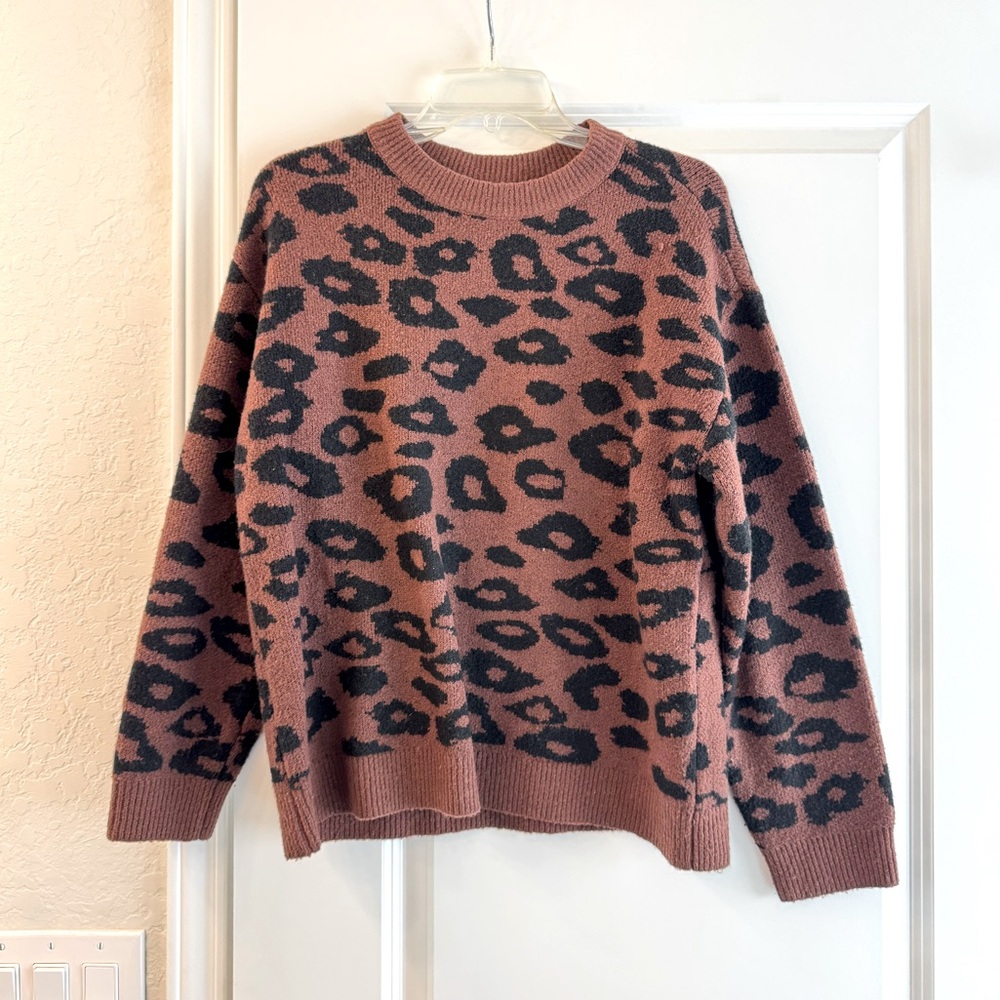 Velvet Heart Brown Leopard Crew Neck Sweater